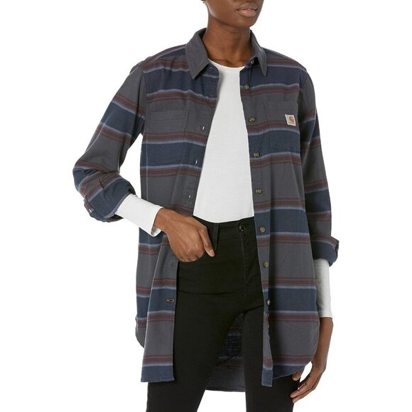 Carhartt Large Relaxed Fit Midweight Flannel Long Sleeve Plaid Tunic 104794 - Picture 1 of 9